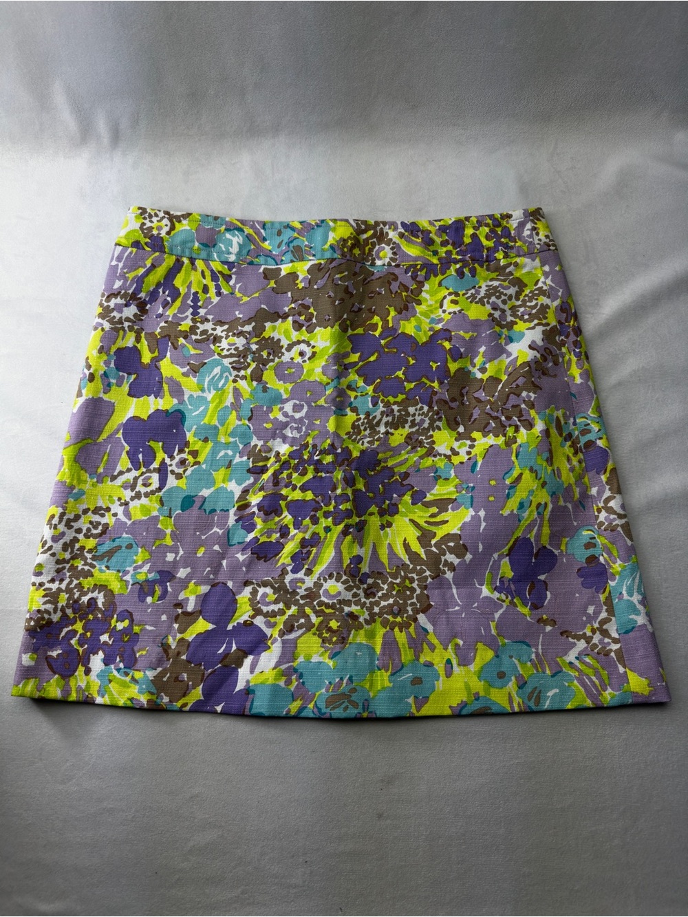 Talboots Floral Mini Skirt Abstract Bold Purple Chartreuse Spring Womens 10